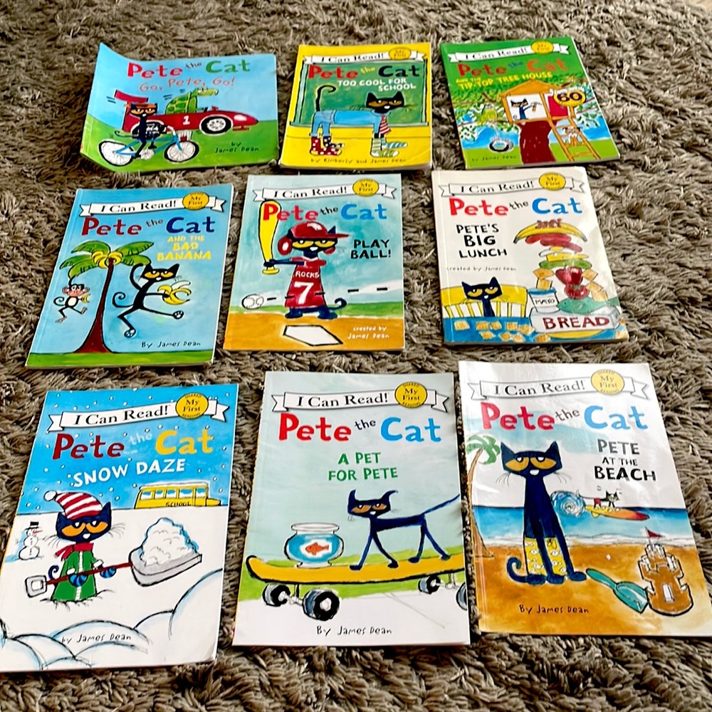 9 soft cover Pete the cat books